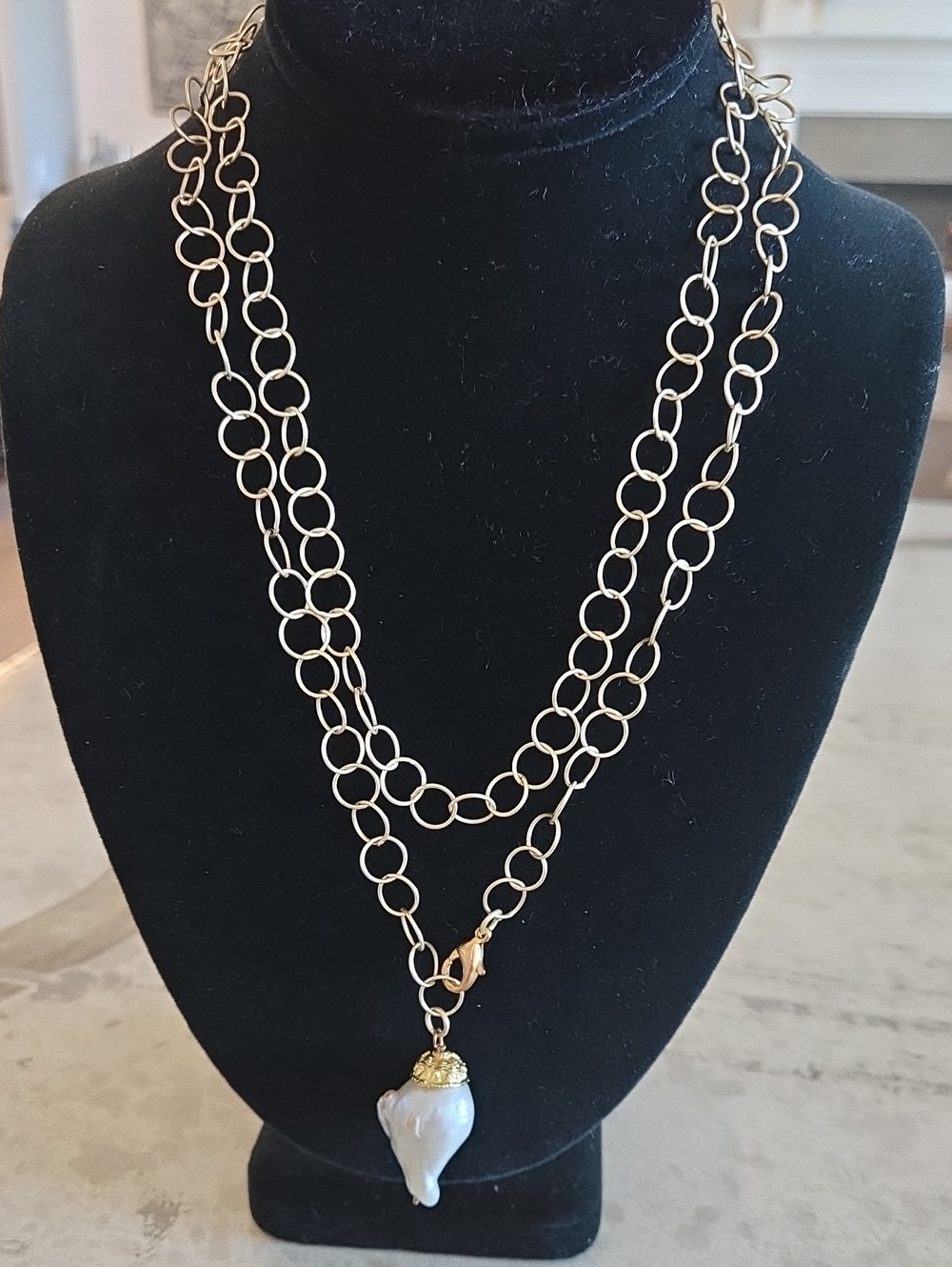 Bittersweet Designs Gold Chain Necklace with FreshwaterPearl Pendant, NWOT
